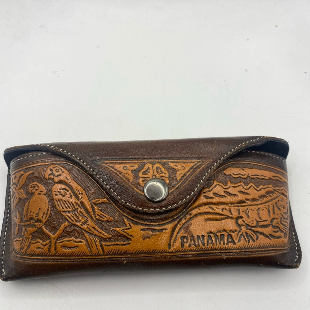 Brown Leather Panama Sunglasses Case - Picture 3 of 4